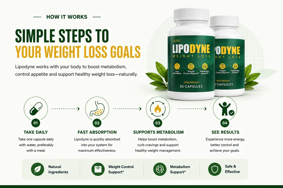 How Lipodyne works: take daily, fast absorption, supports metabolism, see results